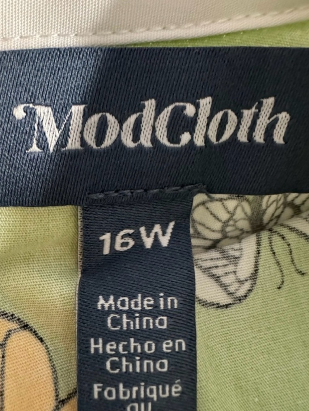 NWT Modcloth Green Butterfly-Print Short Sleeve Mini Dress with White Collar.16W - Picture 5 of 9